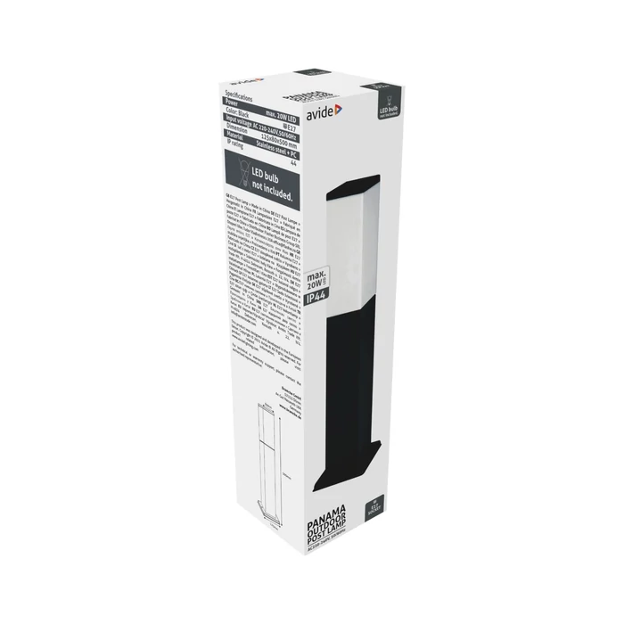Avide Panama kültéri állólámpa fekete 1xE27 500 mm IP44 AOLPE27-PAN-B