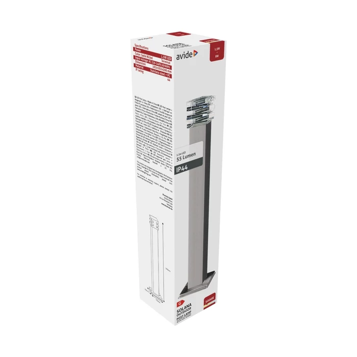 Avide Solana kültéri LED állólámpa szatén nikkel 1,5W 55lm 3000K 500 mm IP44 AOLPL-SOL-WW-SN