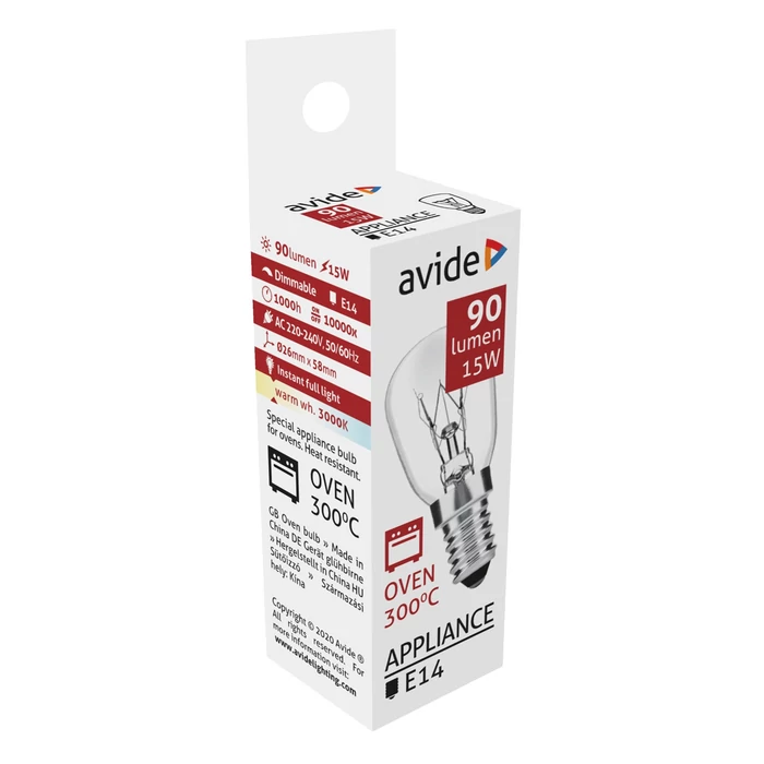 Avide sütő izzó E14 15W 3000K 300°C ARAH14WW-15W