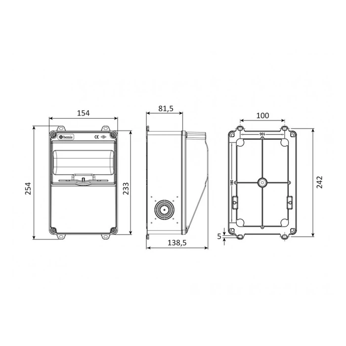 Bemis ipari csatlakozó doboz 7 modul 2x2P+F IP44 BH5-2202-0000