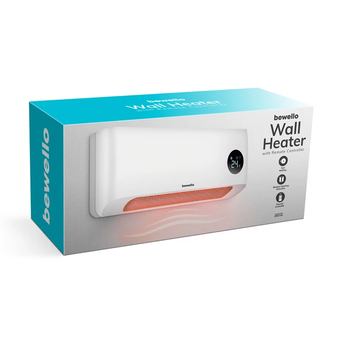 Bewello elektromos fali hősugárzó 1000/2000W fehér BW2100