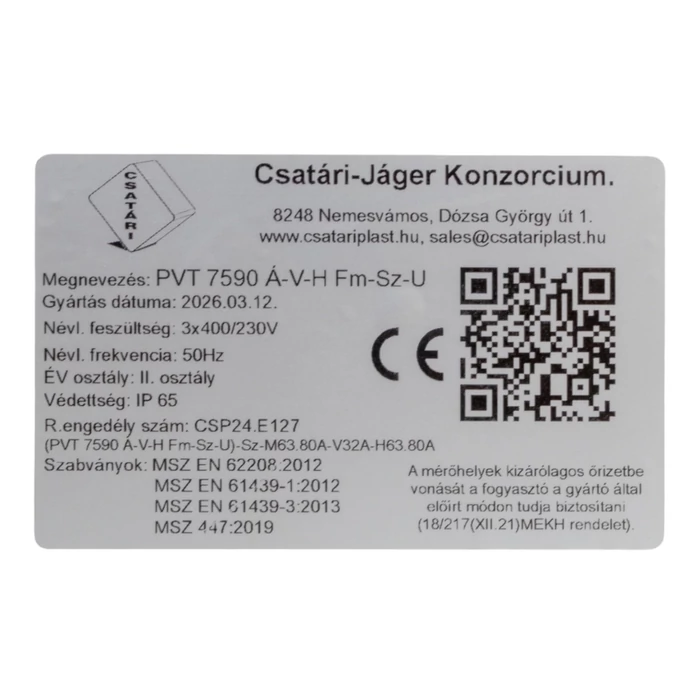 Csatári Plast PVT 7590 Á-V-H Fm-SZ-U 1/3 fázisú kombinált villanyóra szekrény szabadvezetékes CSP24.E127