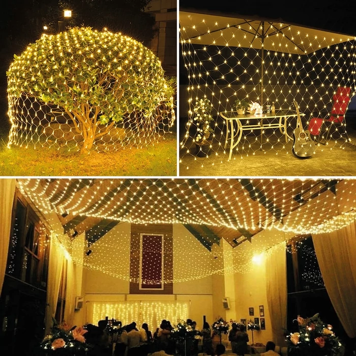 Dekorációs LED fényháló 190 db melegfehér LED 3x2 m 230V távirányítós 58909A