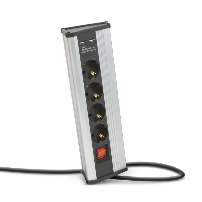 Delight 4-es sarokelosztó kapcsolóval USB aljzattal alumínium 20484S