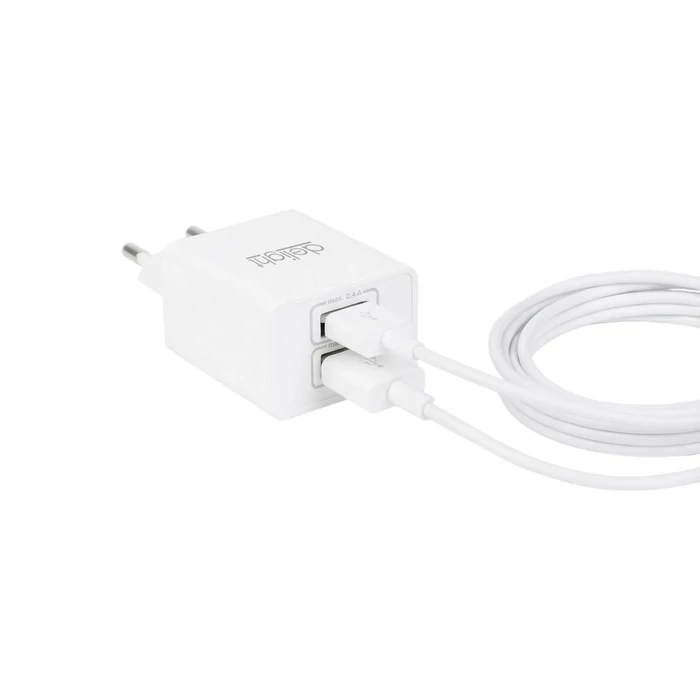 Delight hálózati adapter 2xUSB fehér 55039-2WH