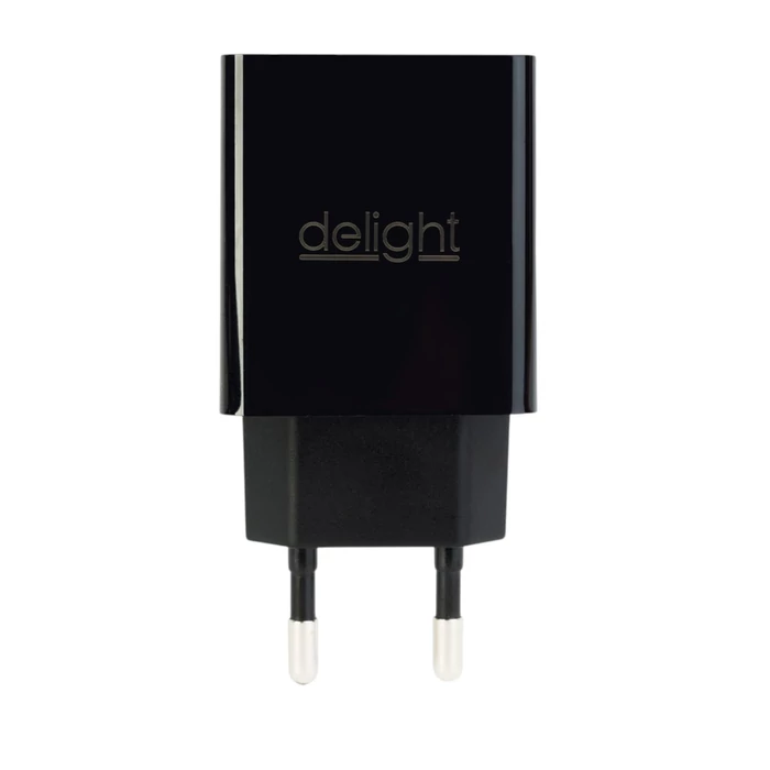 Delight hálózati adapter 2xUSB fekete 55039-2BK
