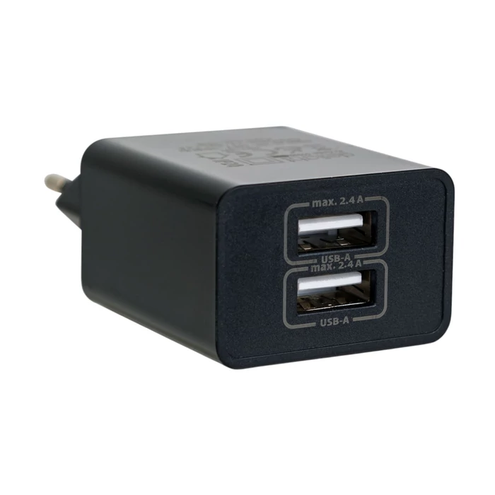Delight hálózati adapter 2xUSB fekete 55039-2BK