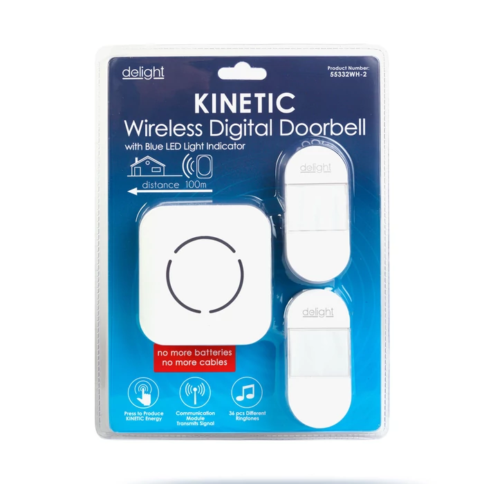 Delight vezeték nélküli csengő (Kinetic) 2 kültéri fehér 55332WH-2