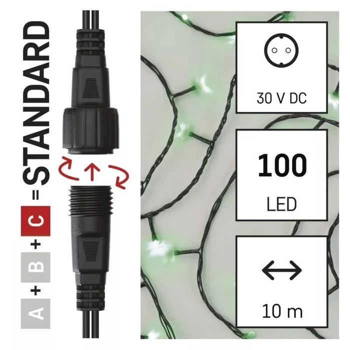 Emos CNT karácsonyi fényfüzér 100 LED 10m zöld ZY1927