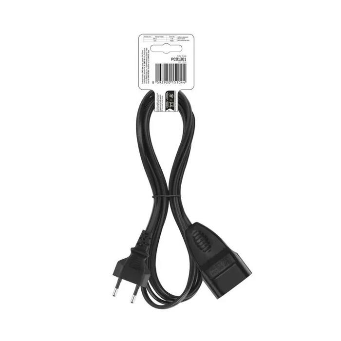 Emos Euro lengő hosszabbító kábel 1,5 m fekete PVC 2x0,75 mm2 PC01301