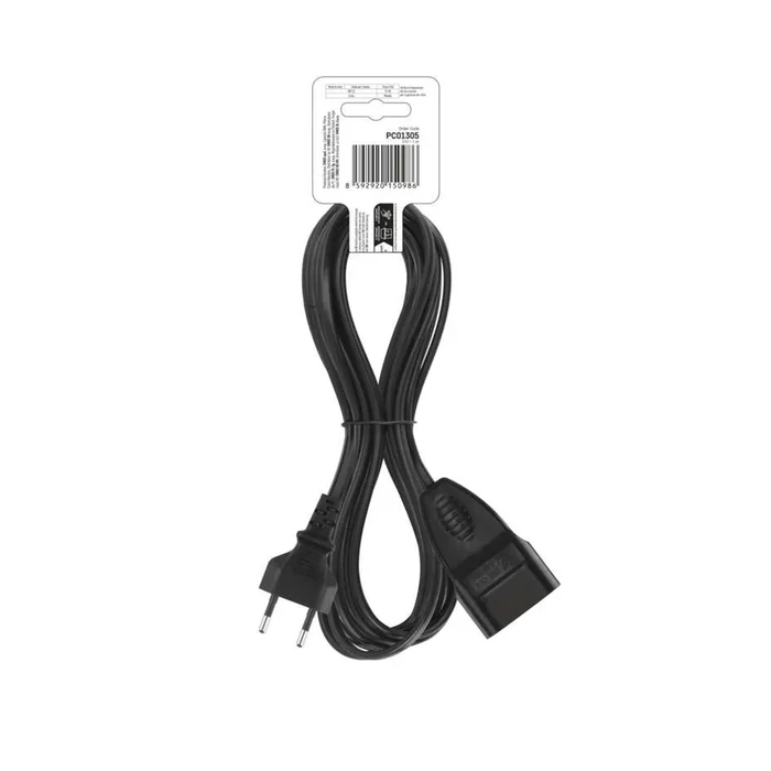 Emos Euro lengő hosszabbító kábel 5 m fekete PVC 2x0,75 mm2 PC01305