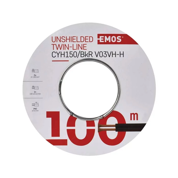 Emos hangszóróvezeték, hangfalkábel 2x1,5mm2 piros-fekete réz (CU) S8290