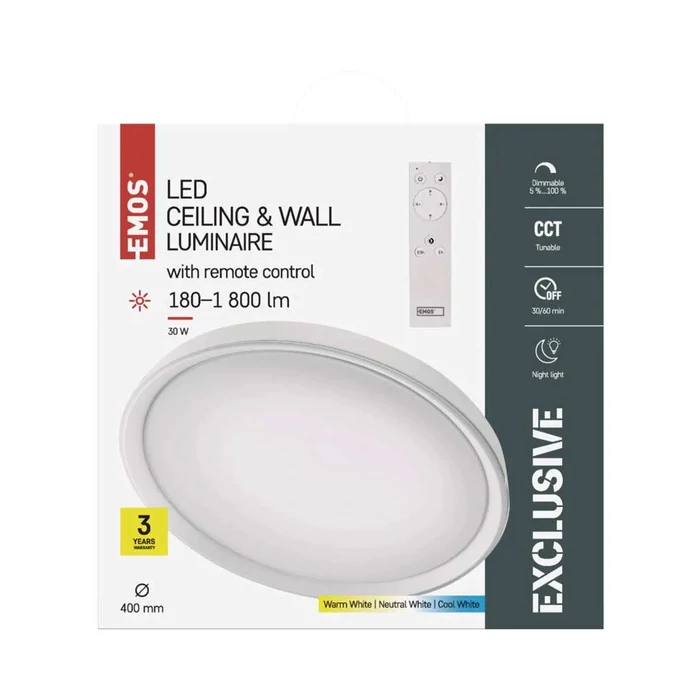 Emos ILVI LED mennyezeti lámpa 30W 1800lm CCT dimmelhető IP20 ZM5168