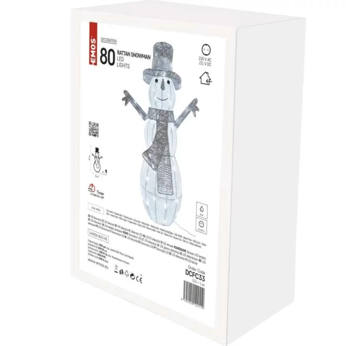 Emos karácsonyi LED-es hóember rattan beltéri 82 cm DCFC33