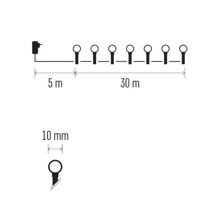 Emos LED Cherry karácsonyi fényfüzér kültéri és beltéri 30 m többszínű időzítős D5AM04
