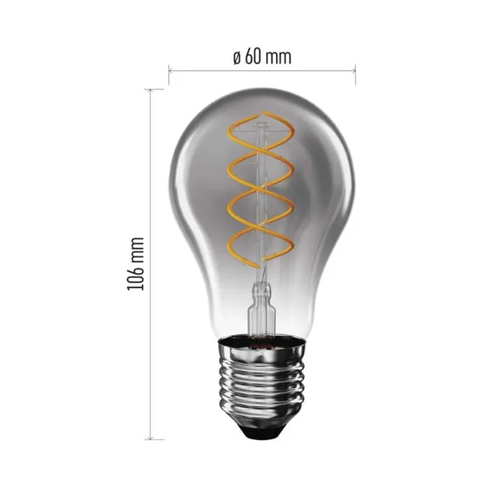Emos filament LED izzó E27 4,5W 180lm 1800K A60 füst hatású búra Z55311