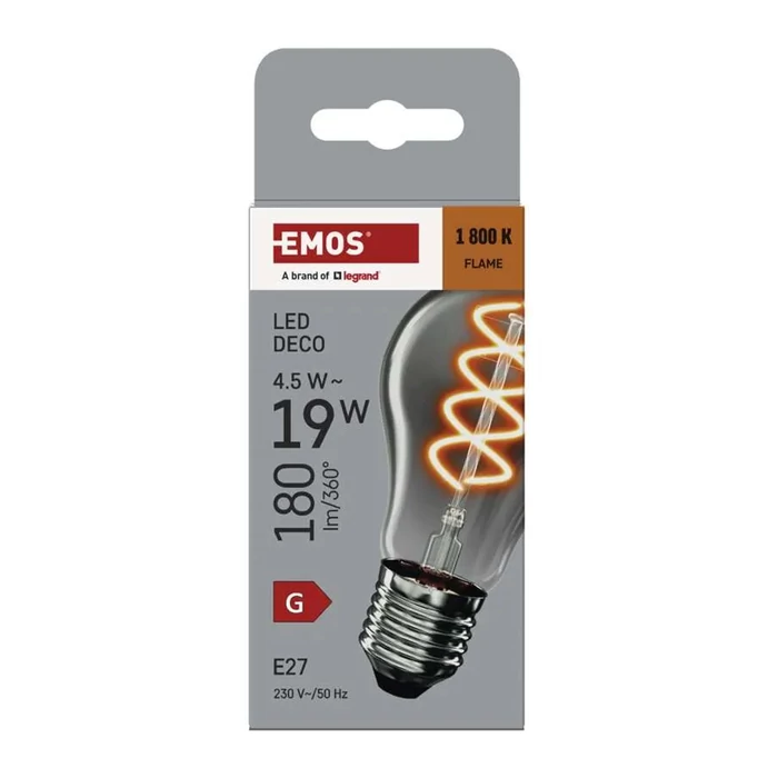 Emos filament LED izzó E27 4,5W 180lm 1800K A60 füst hatású búra Z55311