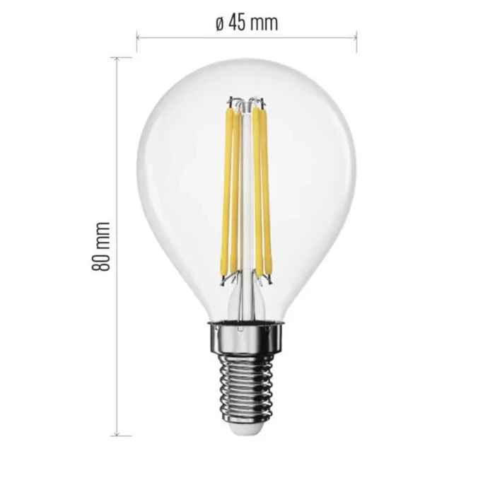 Emos LED izzó filament kisgömb E14 3,4W 470lm 4000K ZF1D23