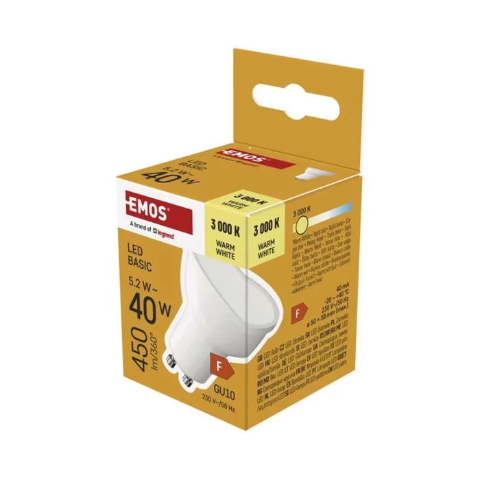 Emos LED izzó GU10 5,2W 450lm 3000K Basic ZL8F22