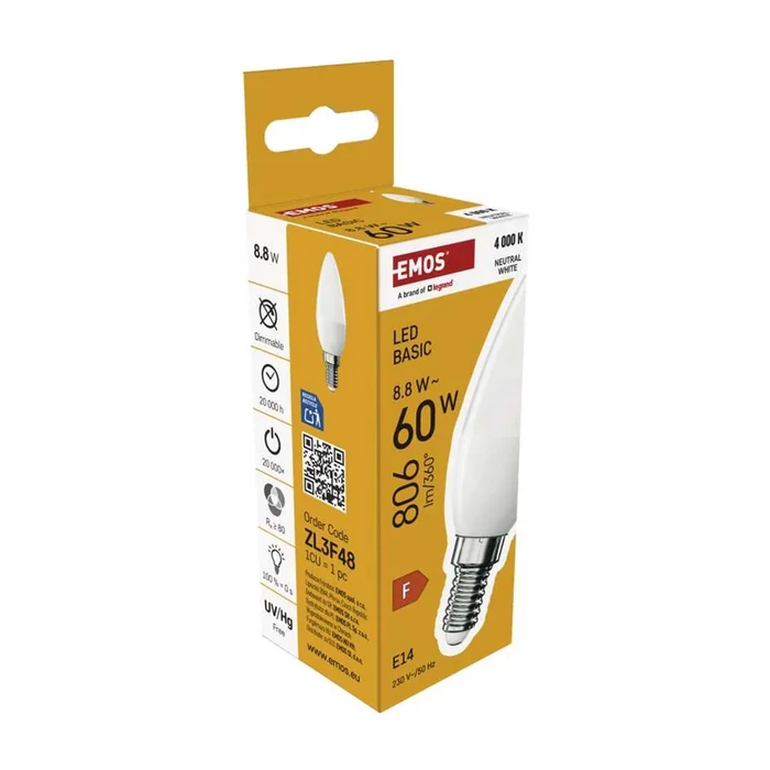 Emos LED izzó gyertya E14 8,8W 806lm 4000K C35 Basic ZL3F48