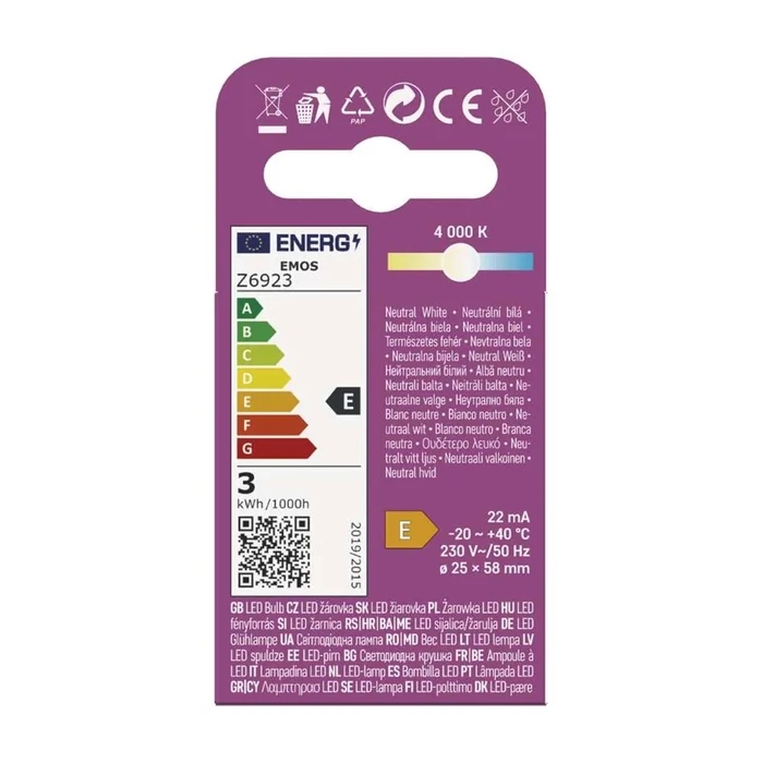 Emos LED izzó hűtőszekrénybe E14 2,3W 255lm 4000K ST26 Z6923