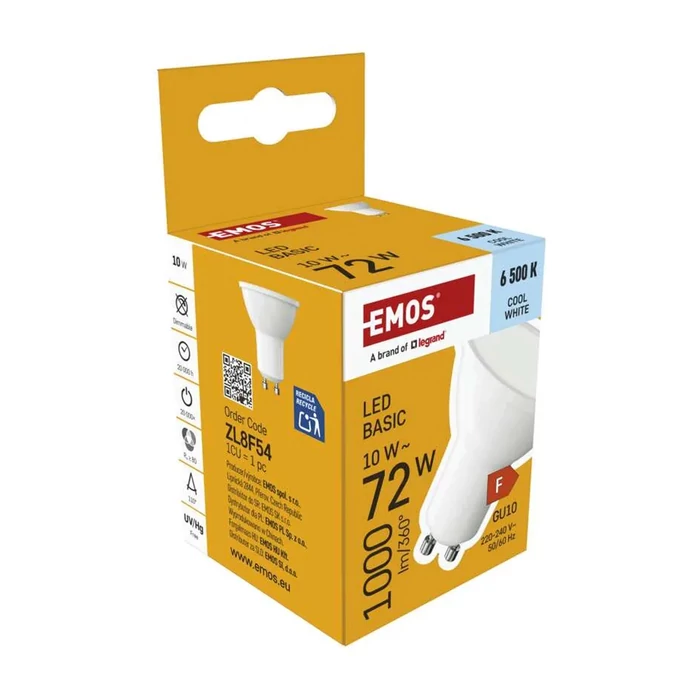 Emos LED izzó spot GU10 10W 1000lm 6500K Basic ZL8F54