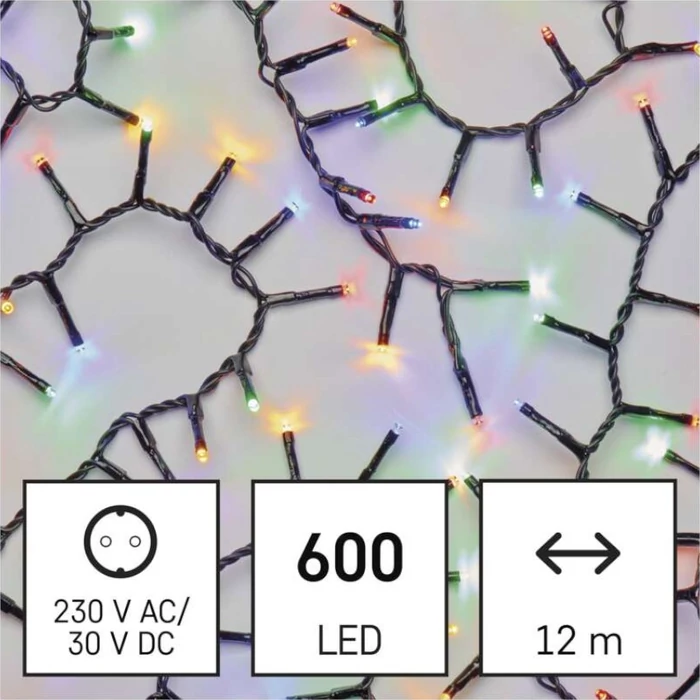 Emos LED karácsonyi fényfüzér kültéri és beltéri 12 m többszínű időzítős D4BM03