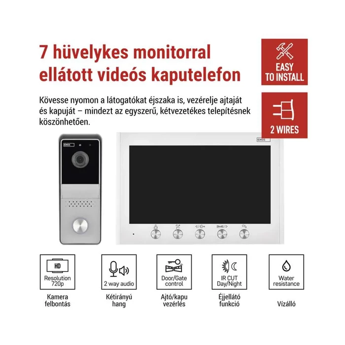 Emos videó kaputelefon szett EM-04Z 2WIRE H2060