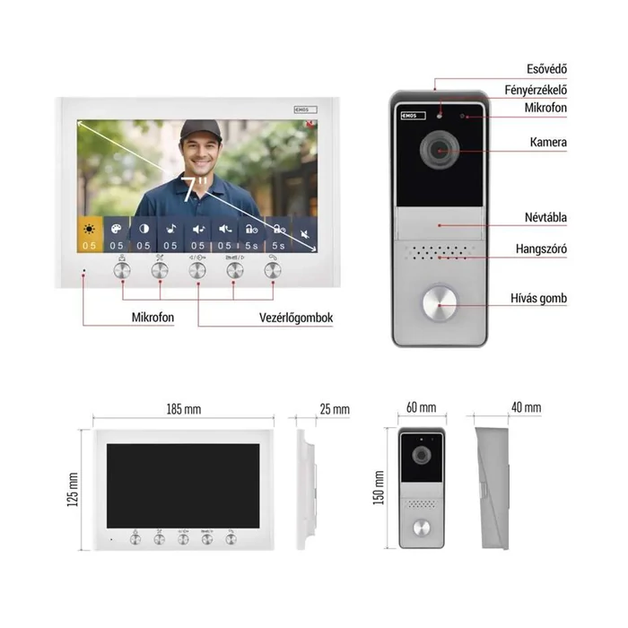 Emos videó kaputelefon szett EM-04Z 2WIRE H2060