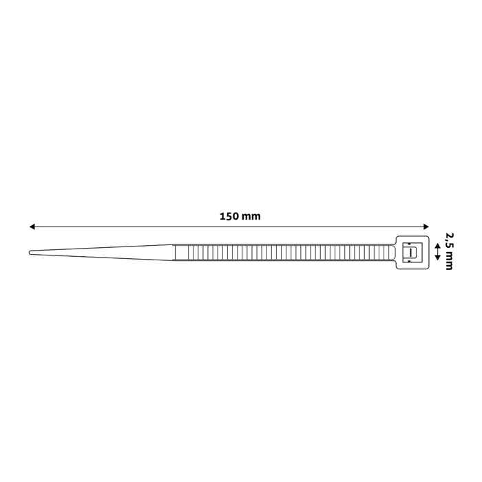 Entac kábelkötegelő 150x2,5 mm fekete gyorskötöző UV-álló 50db/csomag ECT-2.5-150-B