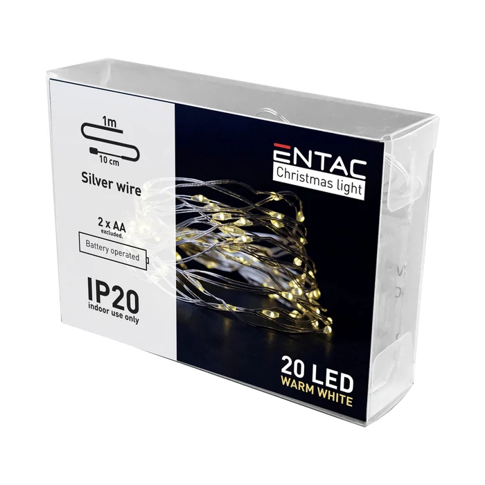 Entac karácsonyi fényfüzér beltéri 1,1m 20 LED meleg fehér IP20 ECL-S20WW