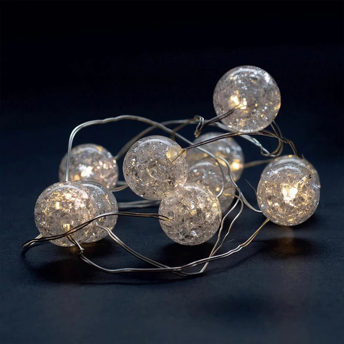 Entac karácsonyi fényfüzér beltéri 1,3m áttetsző műanyag golyó 10 LED meleg fehér IP20 ECL-CPB-10WW