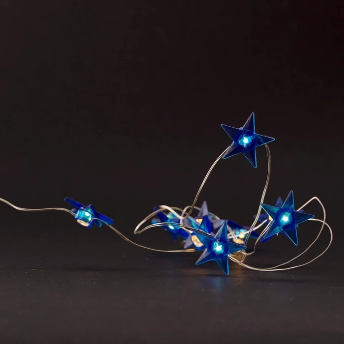 Entac karácsonyi fényfüzér beltéri 1,3m kék csillag 10 LED meleg fehér IP20 ECL-BS-10WW