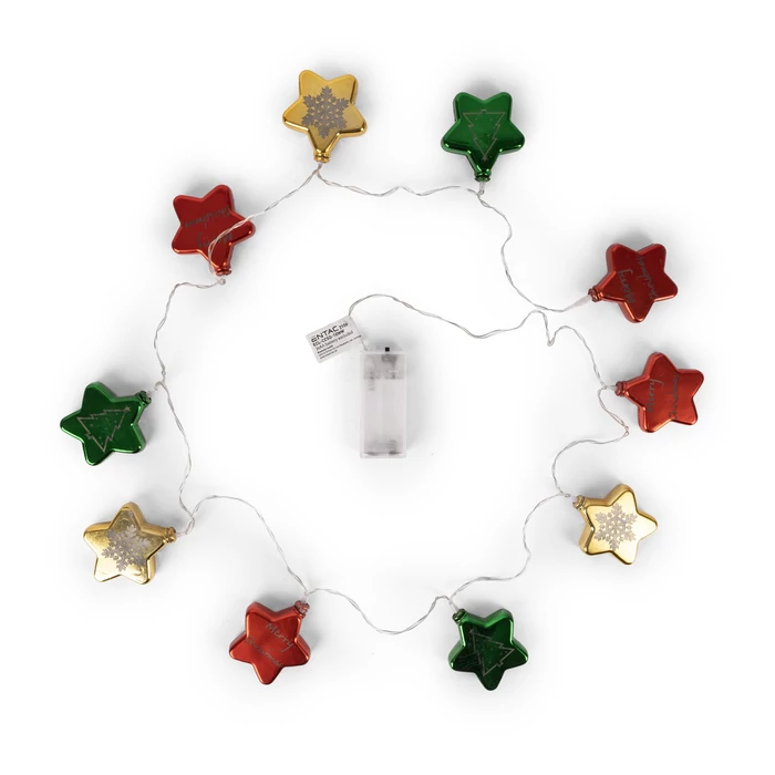 Entac karácsonyi fényfüzér beltéri 1,65m színes csillag 10 LED meleg fehér IP20 ECL-CCSD-10WW