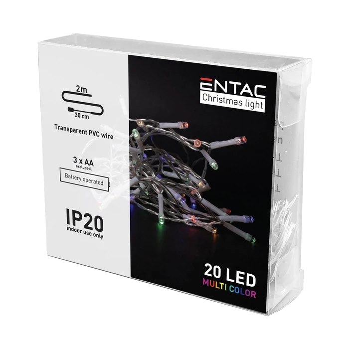 Entac karácsonyi fényfüzér beltéri 2,3m 20 LED színes IP20 ECL-20MC