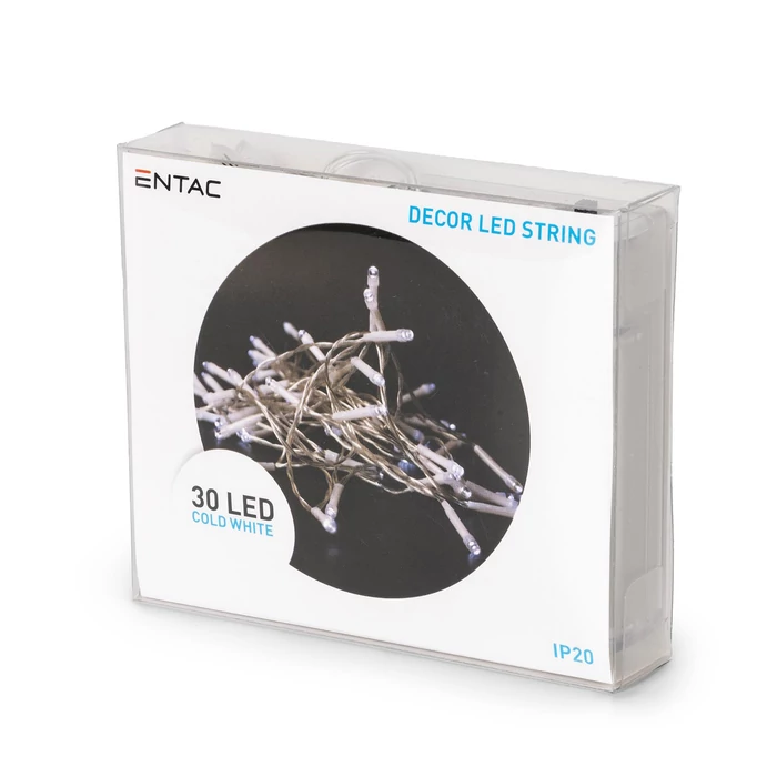 Entac karácsonyi fényfüzér beltéri 3,3m 30 LED hideg fehér IP20 ECL-30CW