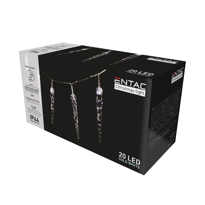 Entac karácsonyi jégcsap fényfüzér 3m 20 LED hideg fehér IP44 ECL-I20CW11