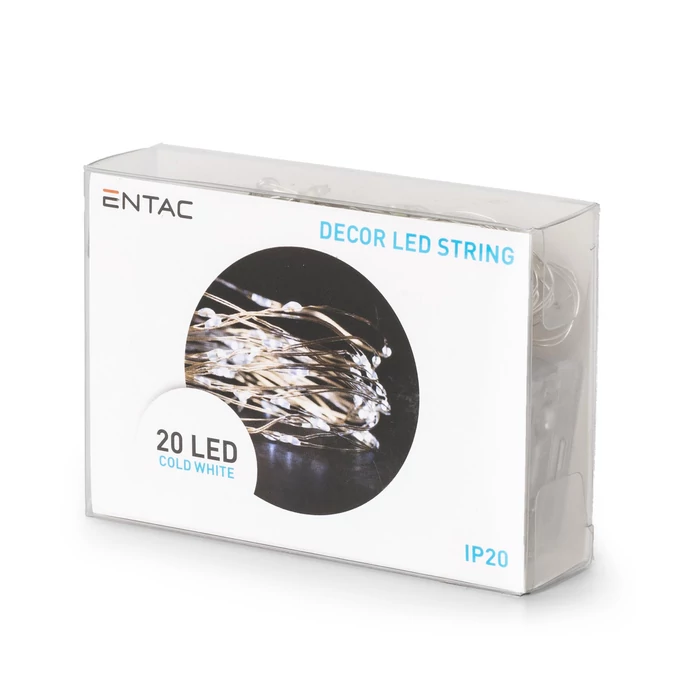 Entac karácsonyi nano fényfüzér beltéri 1,1m 20 LED hideg fehér IP20 ECL-S20CW