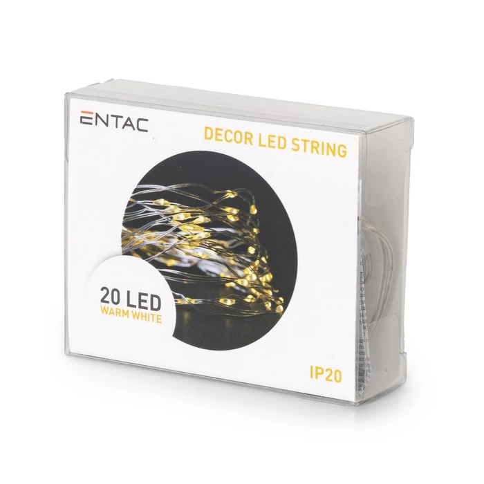 Entac karácsonyi nano fényfüzér beltéri időzítővel 1,1m 20 LED meleg fehér IP20 ECL-S20WW-T