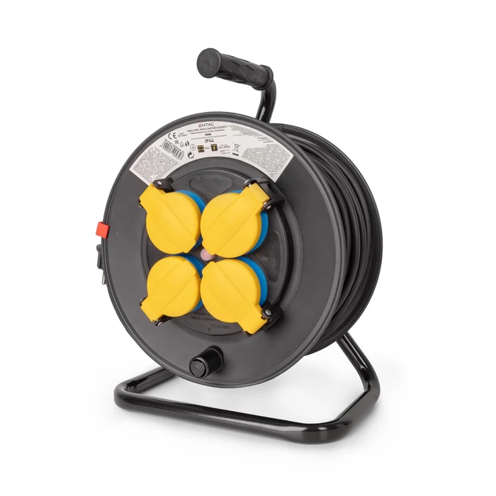Entac kültéri kábeldob 25m gumikábellel 4 dugalj H05RR-F 3x1,5 IP44 ESCR44G4-25