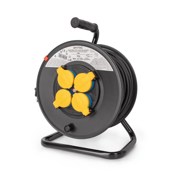 Entac kültéri kábeldob 35m gumikábellel 4 dugalj H05RR-F 3x1,5 IP44 ESCR44G4-35