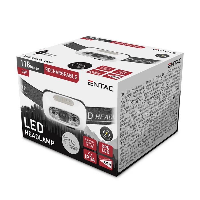 Entac LED fejlámpa 5W 118lm fehér IP54 EHL-3W-PW-R
