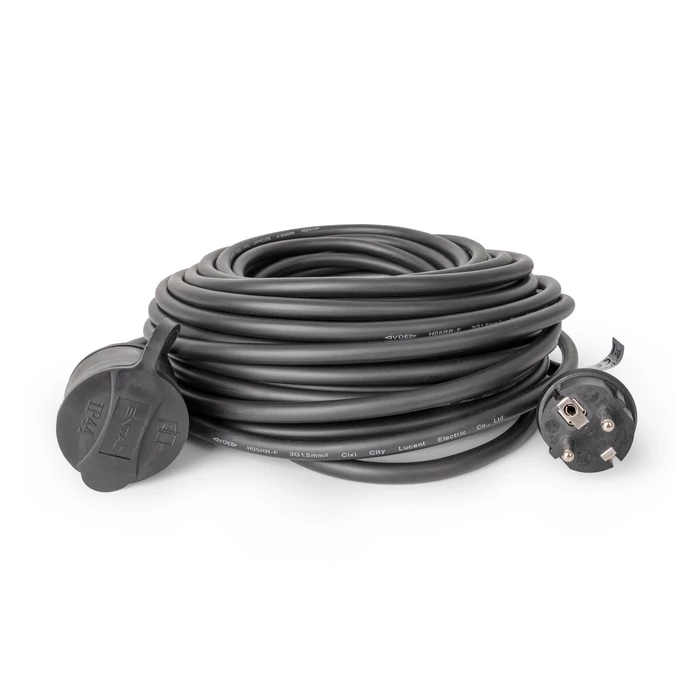 Entac lengő hosszabbító gumikábellel 20m fekete H05RR-F 3x1,5mm2 IP44 ESEC44G-20