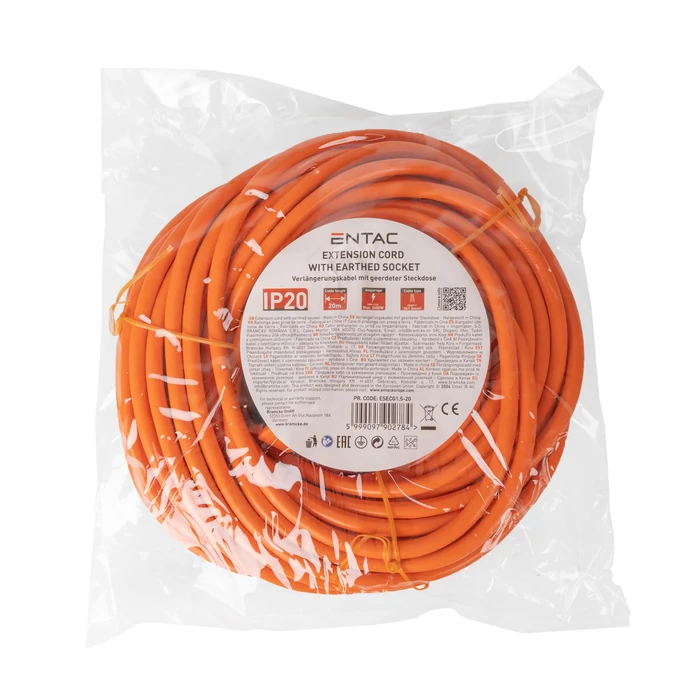 Entac lengő hosszabbító kábel 20m narancssárga ESECG1.5-20