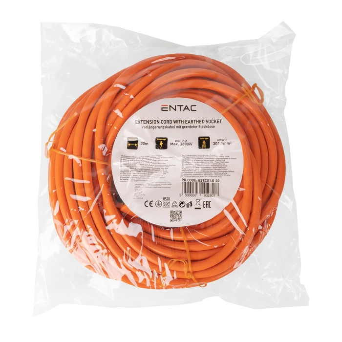 Entac lengő hosszabbító kábel 30m narancssárga ESECG1.5-30