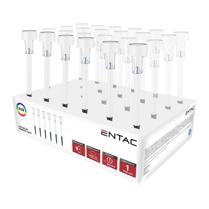 Entac napelemes kerti szolár lámpa leszúrható fehér 360mm RGB LED IP44 EGSL-SS1LC36-WRGB-PDQ