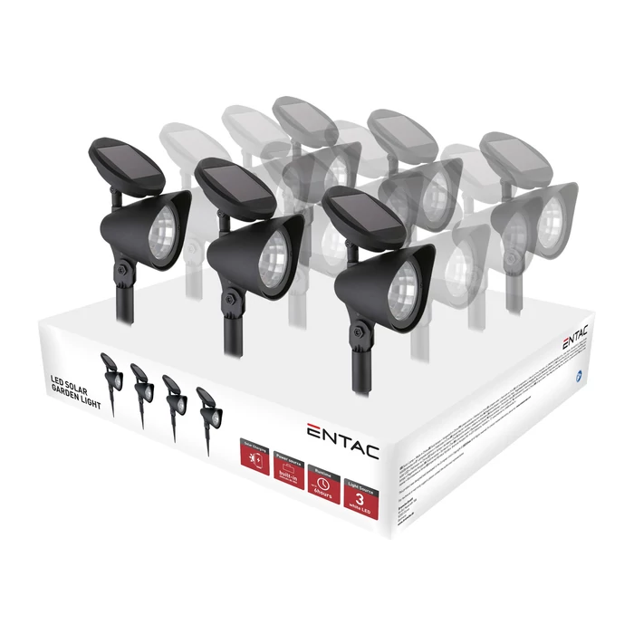Entac napelemes kerti szolár lámpa leszúrható fekete 320mm 3 LED IP44 EGSL-P3LGF32-PDQ