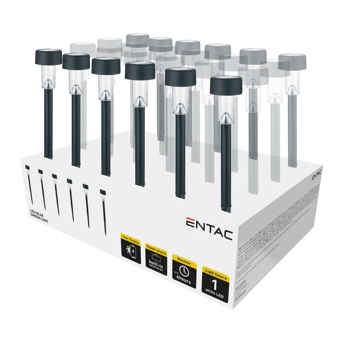 Entac napelemes kerti szolár lámpa leszúrható fekete 360mm 1 LED IP44 EGSL-P1LC36-PDQ