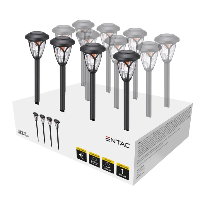 Entac napelemes kerti szolár lámpa leszúrható fekete 400mm 1 LED IP44 EGSL-P1LH40-PDQ