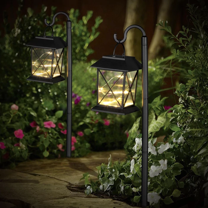 Entac napelemes kerti szolár lámpa leszúrható fekete 425mm 8 LED IP44 EGSL-P8LM-42.5